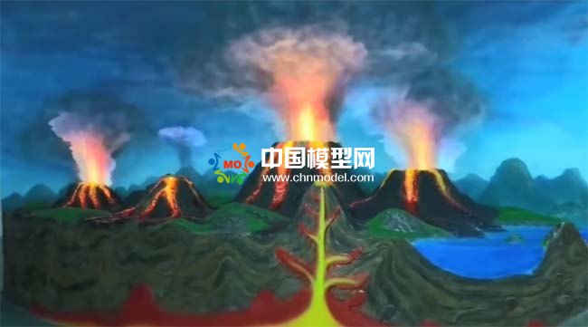 火山噴發(fā)場景沙盤模型